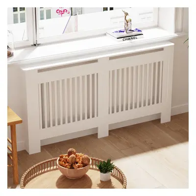 (L(H100 X W152 X D19CM)) Wooden Heater Radiator Cover Cabinet Shelf White