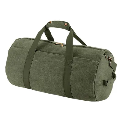 (One Size, Vintage Military Green) Bagbase Barrel Canvas Duffle Bag