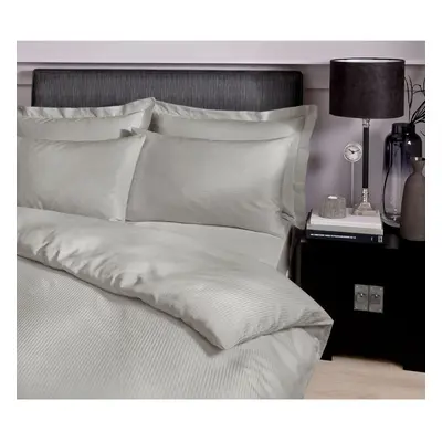 Catherine Lansfield Satin Stripe Thread Count Double Duvet Set Grey