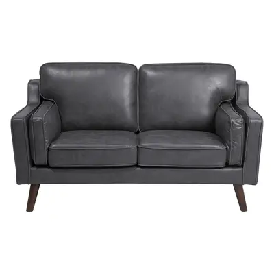 2 Seater Sofa Faux Leather Grey LOKKA