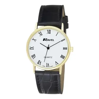 Ravel - Unisex Classic Everyday Watch - Black/Gold Tone/Numeral Index