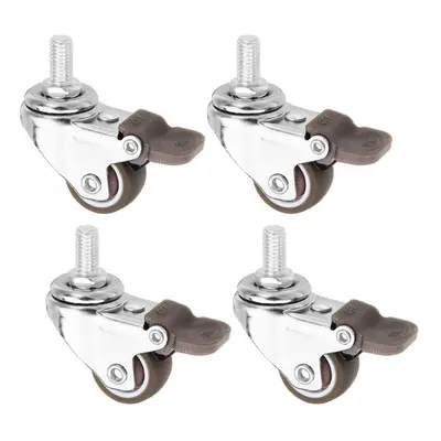 4pcs Inch M8x15mm TPE Silent Wheels with Brake Universal Casters Wheel for Furniture