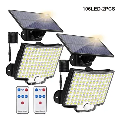 (106LED-2PCS) New Solar Wall Lamp 448led Solar Outdoor Spotlight Ip65 Waterproof Motion Sensor S