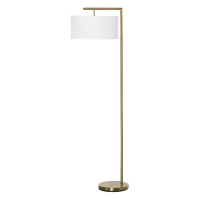 HOMCOM Floor Lamp with Linen Lampshade Round Base for Living Room