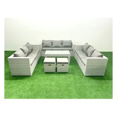 Fimous Rattan Garden Outdoor Furniture Set Seater Garden Sofa Oblong Coffee Table Set with Small