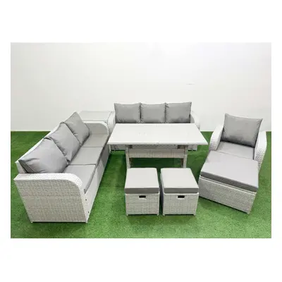 Fimous Seater Poly Rattan Outdoor Garden Furniture Rectangular Dining Table Sofa Set Seater Sofa