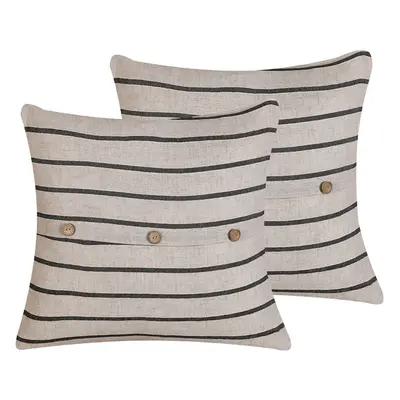 Set of Cotton Cushions Striped x cm Beige and Black CYNARA