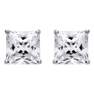 Jewelco London Ladies Sterling Silver Princess Cut Cubic Zirconia Claw Solitaire Stud Earrings 1