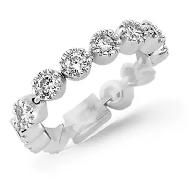 (L) Jewelco London Rhodium Sterling Silver Cubic Zirconia Eternity Ring