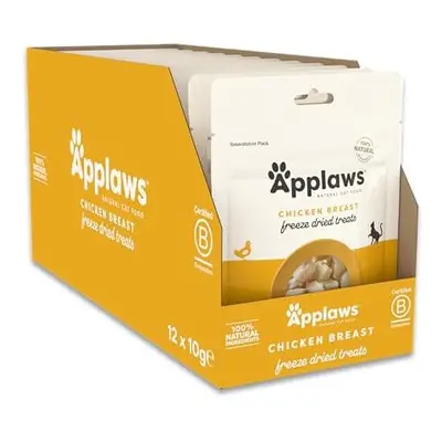 Applaws 100% Natural Freeze Dried Cat Treat, Chicken Breast, Grain Free Healthy Cat Snacks 12x10