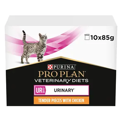 PRO PLAN VETERINARY DIETS UR Urinary Wet Cat Food Chicken 10x85g, Pack of