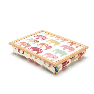 Bean Bag Cushioned Wooden Frame Lap Tray in Nelly Elephant