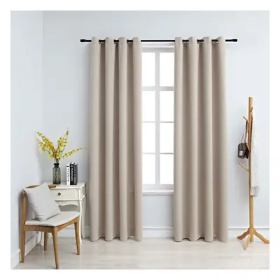 vidaXL 2x Blackout Curtains with Metal Rings Beige 140x225cm Blind Drapery