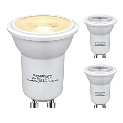 3 x 3w LED Small Mini GU10 35mm Light Bulb Warm White Replacement for Small Halogen Spotlight 24