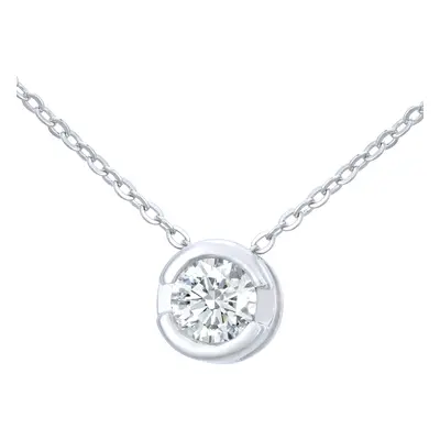 Jewelco London 9ct White Gold Round 15pts Diamond Solitaire Solitaire Necklace inch 46cm - PP0AX