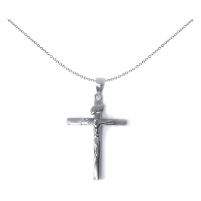 Jewelco London Ladies Sterling Silver D-Shape Dome Cross Pendant Necklace inch - GVX033