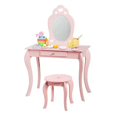 2 in Kids Vanity Table and Chair Set Makeup Dressing Table