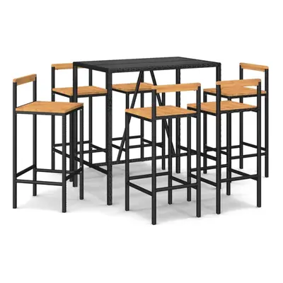 (black, cm table length/ piece) vidaXL Garden Bar Set Bar Table and Chair Poly Rattan and Solid 