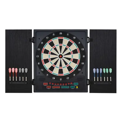 HOMCOM Electronic Dartboard In Case LED Scoreboard w/ Darts Heads Cabinet