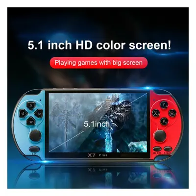 (X7 Plus 5.1'' Red/Blue) Handheld Game Console Player Portable Video Game Consoles Christmas Gif