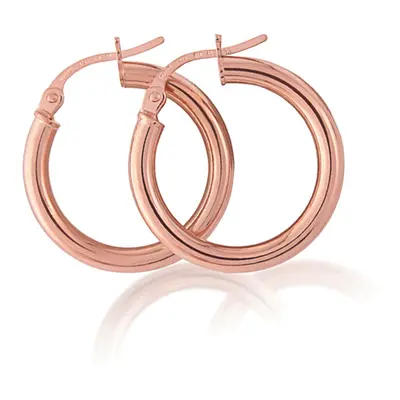 Jewelco London Ladies 9ct Pink Rose Gold 2.5mm Gauge Plain Hoop Earrings - 20mm - ERNR02820