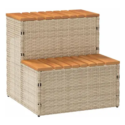 (beige, x x 50.5 cm) vidaXL Hot Tub Step Grey 50x50x50.5 cm Poly Rattan and Solid Acacia