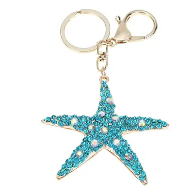 Jewelry Hollow Shinning Rhinestone Aureate Star Pendant Key Ring Chain