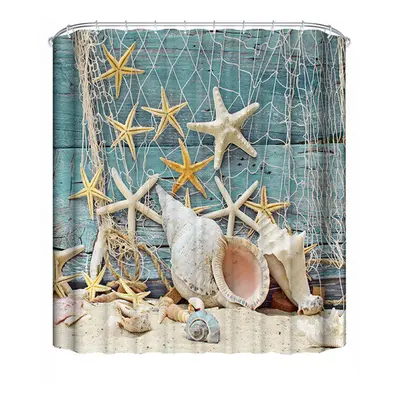 180x180CM Sea Startfish Shower Curtain Conch Digital Printing Waterproof Polyester Shower Curtai