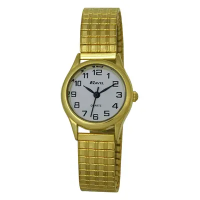 Ravel Easy Read Watch on Expandable Women's Quartz Watch with Gold Dial Analogue Display and Gol