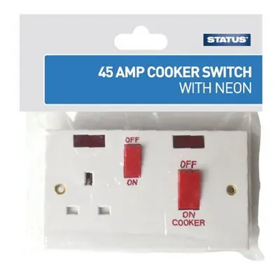 Status A Gang Cooker Switch with Two Neon Indicator - White