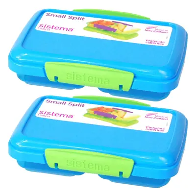 Sistema? Small Split Plastic Snack Fruit Breakfast Lunch Box Food Storage with Locking Clip Lid 