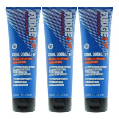 3x Fudge 250ml Blue Toning Shampoo - Erases Red & Orange from Cool Brunette Hair