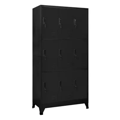 vidaXL Locker Cabinet Black Steel Office Indoor Storage Filing Cabinet Locker