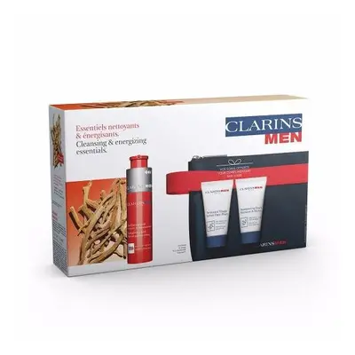 Clarns Men Cleansing & Energizing Essentials Pcs Set: 1.7 Gel + Oz Face Wash + Oz Shampoo + Pouc