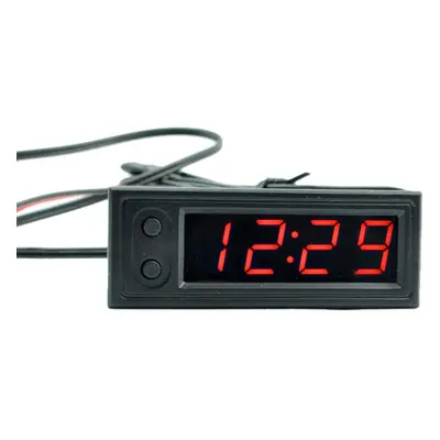 (Red) High Precision IN Car Clock Luminous Thermometer Voltmeter Car Temperature Battery Voltage