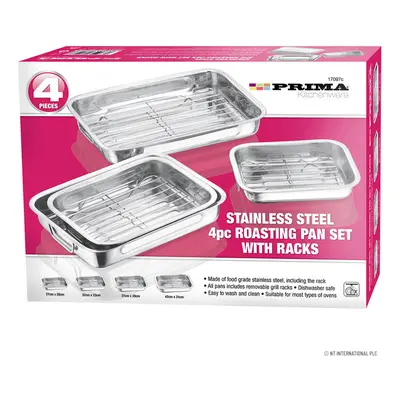 NEW PRIMA PIECE ROASTING TIN BAKING TRAY DISHES WITH GRILLS ROAST