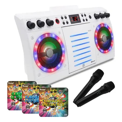 (Wireless Microphones, Songs) Beatbox Karaoke Machine CDG/CD+G. Built in Disco Lights. Includes 