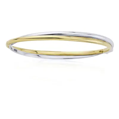 Jewelco London 9ct 2-Colour Gold Russian Wedding Style Bangle Bracelet - BNNR02443