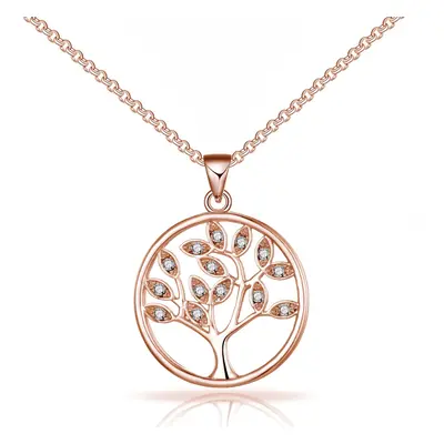 Rose Gold Plated Tree of Life Necklace Created with Swarovski Crystals