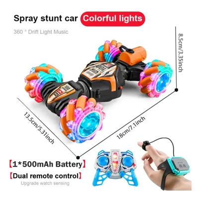 (as the picture, BK OR dual control) 1/20 4wd Rc Stunt Car Watch Gestures Induction Rotating Dri