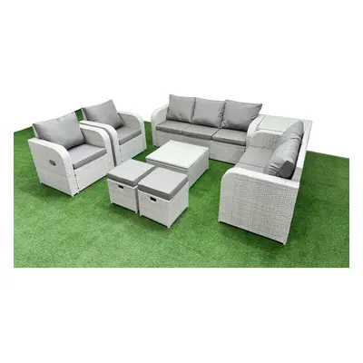 Fimous PE Rattan Garden Furniture Set Adjustable Chair Sofa Double Love Seat Seater Sofa Lounge 