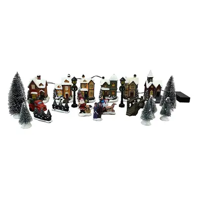 24 Piece Christmas Village Scene For Windowsills Or Mantlepieces