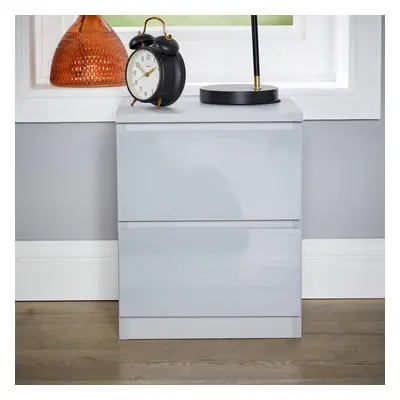 (Grey) Modern Drawer Bedside Cabinet Nightstand