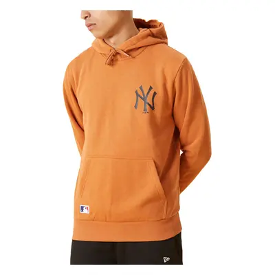 (S, Brown) New Era Mens New York Yankees Team Logo Pullover Sweatshirt Hoodie - Brown