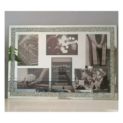 (6 Picture Frame) Crushed crystals photo frame silver mirrored