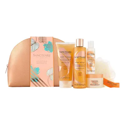 Sanctuary Spa Gift Set, Uplifting Moments Travel Wash Bag With Shower Gel, Body Scrub, Body Loti