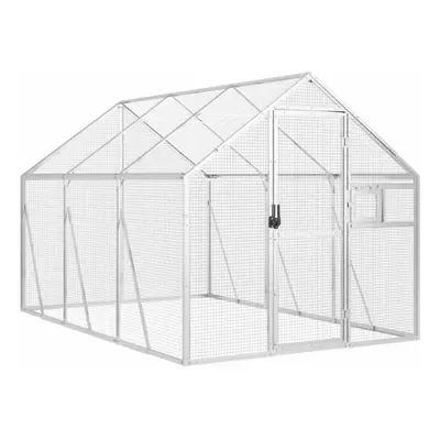 (silver, 1.79 x x 1.85 m) vidaXL Aviary Outdoor Bird Cage Walk In Chicken Run Coop Silver Alumin