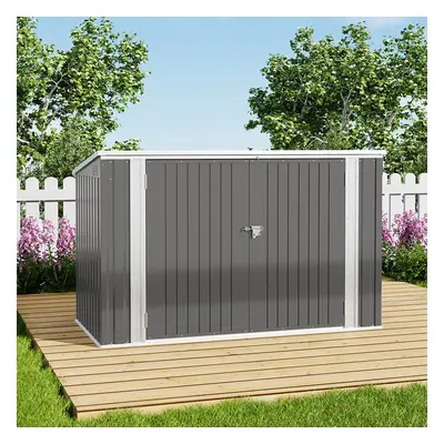 7 x ft Grey Metal Garden Bike Bicycle Debris Storage Shed Bike Store Pent Roof Outdoor Bike Stor