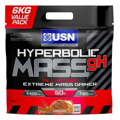 USN Hyperbolic Mass Chocolate 6kg: All-in-One Mass Gainer Protein Powder for Fast, Effective Wei