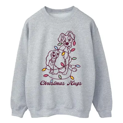 (4XL, Sports Grey) Disney Mens Lady And The Trump Christmas Hugs Sweatshirt